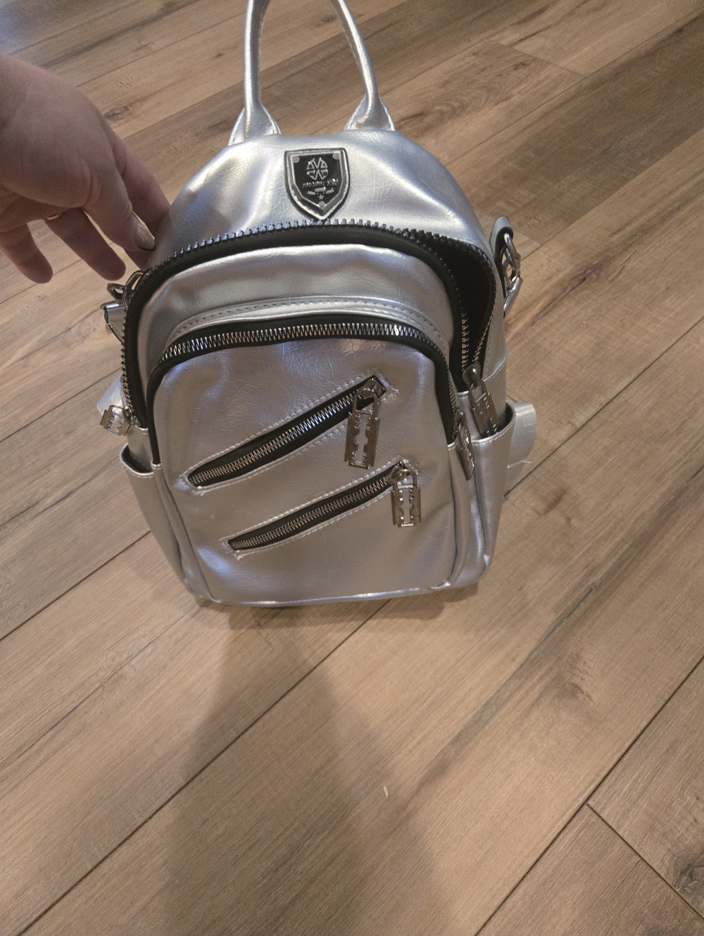 Metallic Silver Mini Backpack - Picture 8 of 11